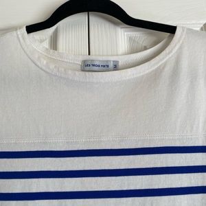 French striped tee shirt royal blue/white